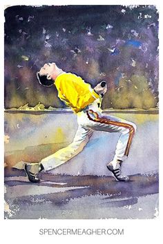 a watercolor painting of a baseball player running with a bat in his hand,