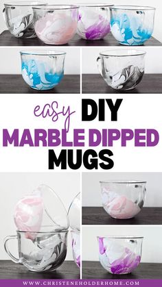 diy marbled mugs with text overlay