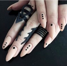 .... @InTimelyFashion Emo Nails, Black And Nude Nails, Gothic Nail Art, Witch Nails, Witchy Nails, Nail Art Images, Gothic Nails, Minimalist Nail Art, Goth Nails