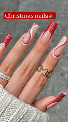 Christmas Nail Inspo, Nail Art Christmas, Pinterest Christmas, Christmas Nail Art Designs, Bling Acrylic Nails