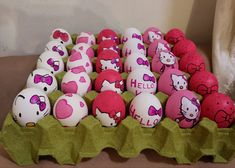 hello kitty easter eggs in an egg carton