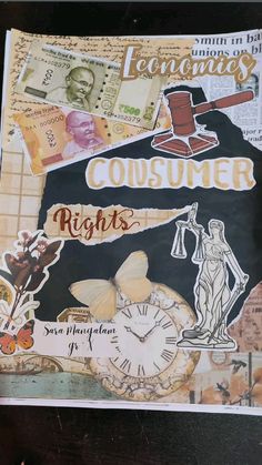 a collage of various images and words on a piece of paper that says consumer rights