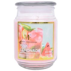 a pink lemonade jar candle on a white background