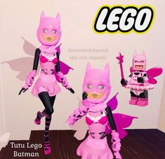 the lego batman and catwoman costumes are pink