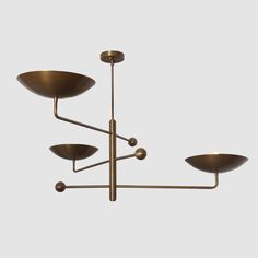 a brass chandelier with five lights hanging from it's arms and two bowls on each side