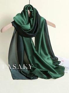 Lasaky - Contemporary Ombre-Infused Chiffon Scarf for Everyday Elegance Dark Green Fashion, Dark Green Scarf, Green Shawl, Polyester Scarf, Scarf Casual, Square Silk Scarf, Green Scarf, Printed Silk Scarf, Shooting Photo