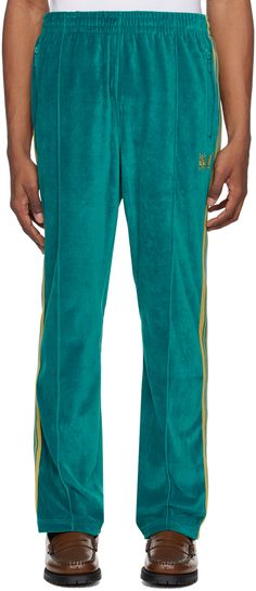 Cotton- and polyester-blend velour track pants. · Concealed drawstring at elasticized waistband · Three-pocket styling · Logo embroidered at front · Pinched seam at legs · Striped trim at outseams Supplier color: Turquoise Color Turquoise, Mens Activewear, Logo Embroidered, Track Pants, Apparel Accessories, Active Wear, Track, Women Wear, Turquoise