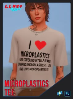 an image of a man with tattoos on his face wearing a t - shirt that says microplastics