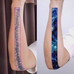 two images side by side showing the same tattoo on one arm and the other part of the body