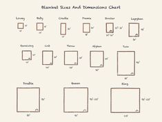 an image of different sizes and dimensionss chart