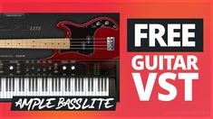 an electric guitar and amp with the words free guitar vst on it's side