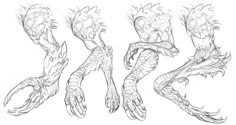 some drawings of monster hands and claws