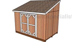 a wooden shed with the roof closed