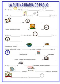 a spanish worksheet with pictures and words