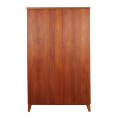 a tall wooden cabinet with two doors