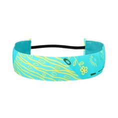 a headband with blue and yellow designs on it