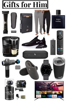 the gift guide for him includes gifts from men and women, such as shoes, watches, camera, cell phone, watch