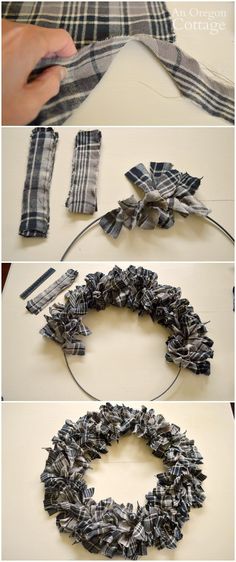 the steps to make a wreath out of fabric