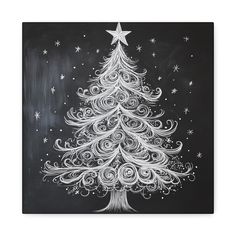 a chalkboard drawing of a christmas tree