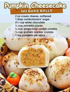 pumpkin cheesecake no bake balls in a basket