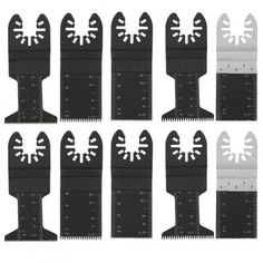 six pairs of black and white rulers with numbers on them