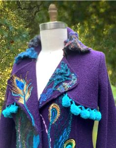 Fantasy Sweater, Victorian Coat, Art Sweater, Wearable Art Clothing, Floral Coat, Custom Sweaters, Repurposed Clothing, Unique Sweaters, Art Clothing