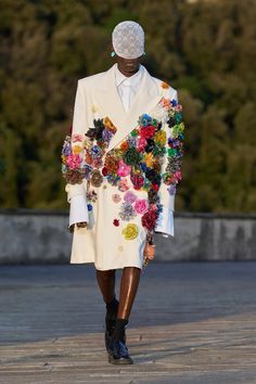 Marine Serre Spring 2025 Menswear Collection Rose Outfit, Custom Made Prom Dress, Vogue France, Spring 2025, Long Blazer, Menswear Fashion, Print Trends, Marine Serre, Fashion Design Clothes