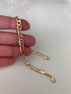 6MM 18k Gold Filled Figaro Bracelet  Stacking Gold Bracelet image 2 Mexican Gold Jewelry Bracelets, Mexican Bracelets Gold, Gold Mexican Bracelet, Gold Bracelet Mexican, Mexican Gold Bracelets, Gold Jewelry Mexican, Gold Mexican Jewelry, Gold Chain Bracelets