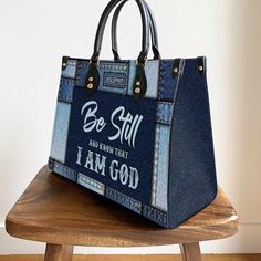 Unique Christian Leather Handbag - Be Still And Know That I Am God HN0 - Jesuspirit I Am God, Be Still And Know, Inspirational Design, Chanel Deauville Tote Bag, Christian Women, Faith Based, Printed Leather, Leather Handbag, Leather Top