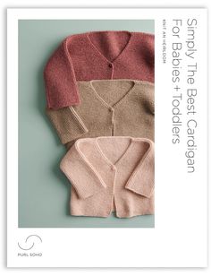 three sweaters are shown in different colors and sizes, with the text below them