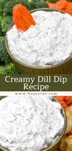 creamy dill dip recipe with carrots and broccoli