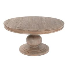 a round wooden table on a white background