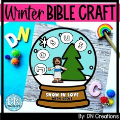 This Snow in Love with Jesus craft is a great winter Bible activity in that pairs with many children's Bible study lessons. Use this Bible printable to teach students about loving Jesus. This can be used for multi-age classrooms (preschool to 3rd grade) and Sunday School activities as it requires low prep for teachers. Grab this in this BIBLE CRAFT BUNDLE for 20% off individual prices: https://dncreationsbykaren.etsy.com/listing/1671591419/bible-craft-set-5-easy-sunday-school Discover the power Craft Snow Globe, Snow Globe Craft, Snow In Love, Childrens Bible Study, Bible Homeschool, Christian Classroom, Jesus Crafts, Snow Globe Crafts, Globe Crafts