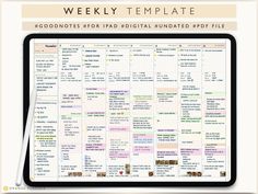 Weekly Planner Goodnotes Template, Undated  Weekly Planner Template,  Digital  scheduletemplatesa... paperlessplanner Goodnotes Weekly Planner, Goodnotes Calendar, Goodnotes Aesthetic, Planer Organisation, Weekly Template, Yearly Planning, Goodnotes Journal, Planning Life, Digital Planner Template