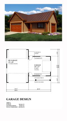 the garage plan for this small house has two car spaces and is also attached to an apartment