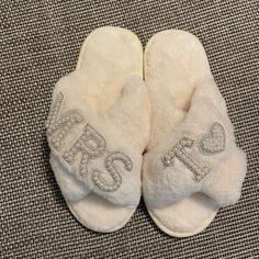 Bridal Slippers Size 8-9 Us, Brand New, Mrs. T Perfect For Any Bride Who Will Become Mrs. T Bridal Slippers, Bride Slippers, Comfy Slippers, Reception Party, Comfy Shoes, House Shoes, Bridal Gifts, Party Shoes, Got Married