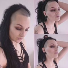 hot girl with shaved bangs / shaved front / shaved fringe / mullet / skullet / mullet girl Fringe Mullet, Mullet Girl, Extreme Haircut, Micro Bangs, Extreme Hairstyles, Hair Fails, Dread Styles, Hairstyle Girl