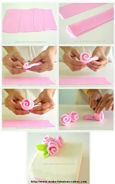 how to make a fondant rosette cake with fondant flowers and icing