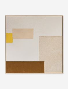 an abstract painting with brown, yellow and white squares