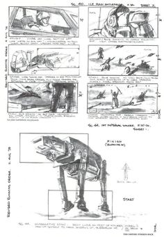 the storyboard for star wars is shown in black and white, with instructions to make it