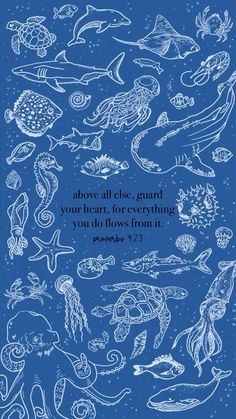 a blue book cover with an image of sea animals and words above it that says, you