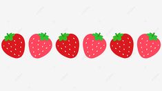 five strawberries lined up in the same row, strawberry, line, fruit png and psd