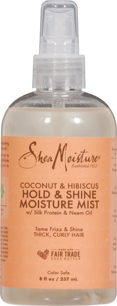 Style your curls in beautifully defined, frizz-free hairstyles with SheaMoisture's Coconut & Hibiscus Hold & Shine Moisture Mist. This gentle styling aid provides a soft hold to your waves and curls while delivering intense moisturization which tames stray flyaways and gives your hair an enviously brilliant shine!SheaMoisture's Coconut & Hibiscus Hold & Shine Moisture mist is gentle enough to be used on dry, sensitive hair.   This hold and shine hair mist adds lightweight moistur Curly Hair Frizz Control, Free Hairstyles, Hair Frizz Control, Curly Hair Frizz, Hibiscus Hair, Coconut Hibiscus, Moisture Mist, Shine Hair, Shine Spray