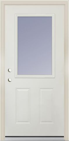 a white front door with two sidelights