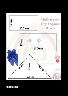 a blue bow is on top of a white sheet with the words medidas para la