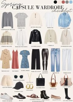 Wardrobe Checklist, Minimalist Wardrobe Capsule, Capsule Wardrobe Checklist, Capsule Wardrobe Women, Spring Summer Capsule Wardrobe, Fashion Capsule Wardrobe, Spring Capsule, Outfit Primavera, Europe Outfits