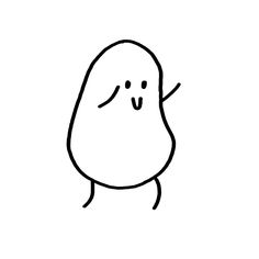 a black and white drawing of a potato