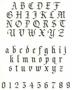 an old english alphabet with some type of writing on it