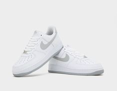 Reminiscent of Bruce Kilgore's original 1982 'Presidential' design, this iteration of the Air Force 1 Low arrives in a colour code accepted by uniform regulations of eras gone by. White leather uppers set the scene for contrasting accents in 'Light Smoke Grey' on the sidewall Swooshing and heel tabs. The Air cushioned midsole opts for a 'Colorless' finished, while the grippy rubber outsole mirrors the grey seen above. The design is signed off by metal lace dubraes and Nike Air branding on the to Mens Air Force, Best Nike Shoes, Nike Air Force 1 White Used, Nike Airfoce1 White, Classic White Low-top Nike Air Force 1, White Synthetic Nike Air Force 1 Mid-top, White Synthetic Low-top Nike Air Force 1, White Shoes Men