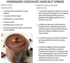 a recipe for homemade chocolate hazel nut spread